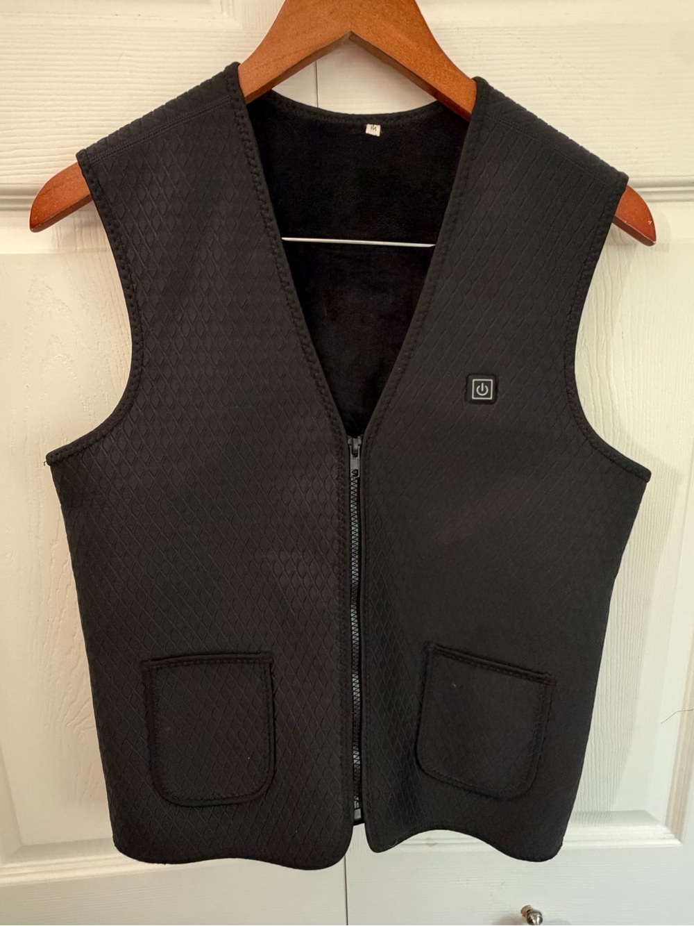 Black Heated Vest Womens Mens Medium Full Zip Textured Thermal Electric Vest